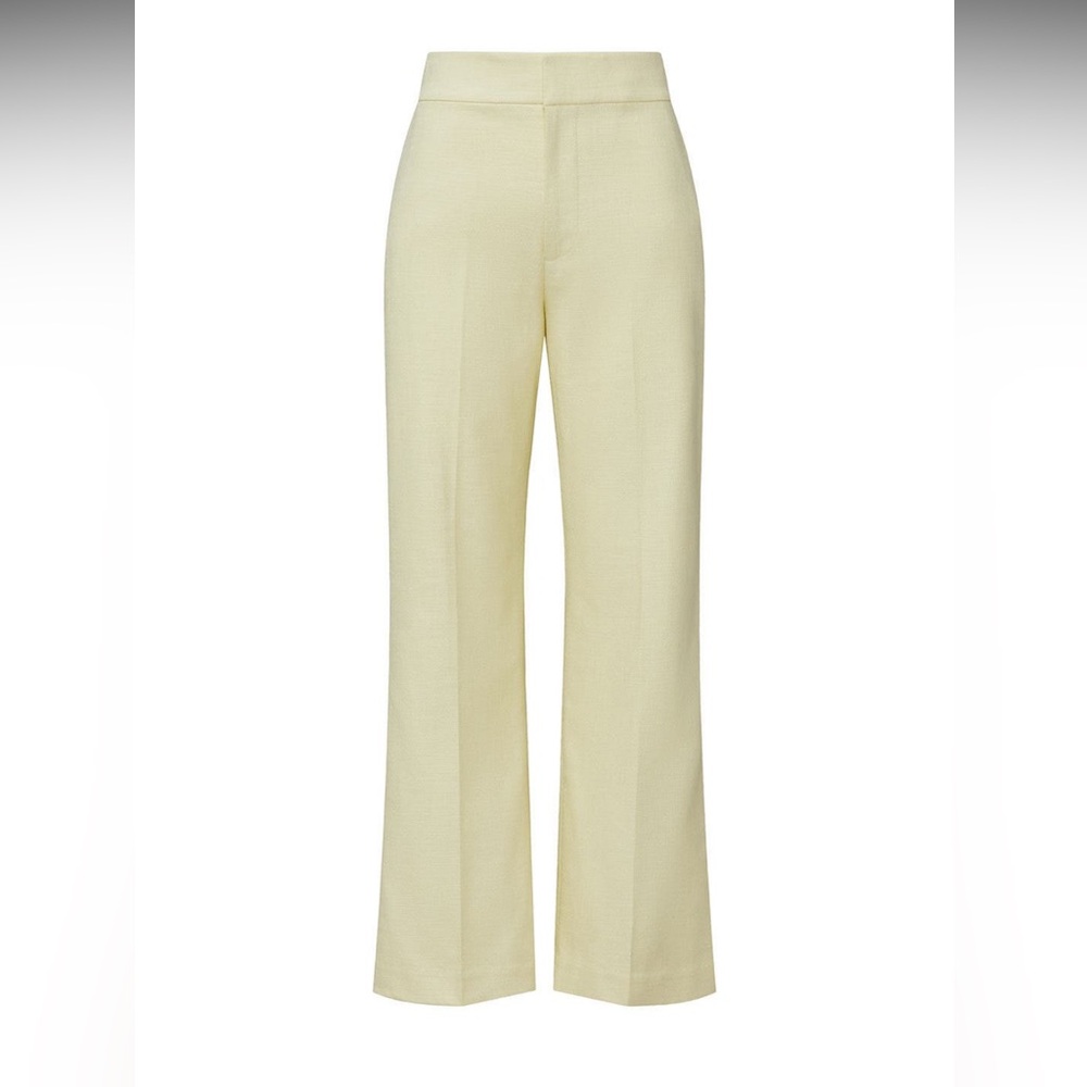 Club Monaco Textured Bootcut Cropped Trousers Light Yellow